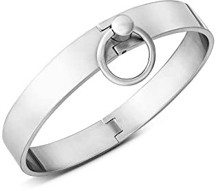 Edelstahl Halsband Halsreif Metall Halsfessel O-Ring BDSM Sklaven-Sexspielzeuge gebürstet(BS-722) (150 mm)