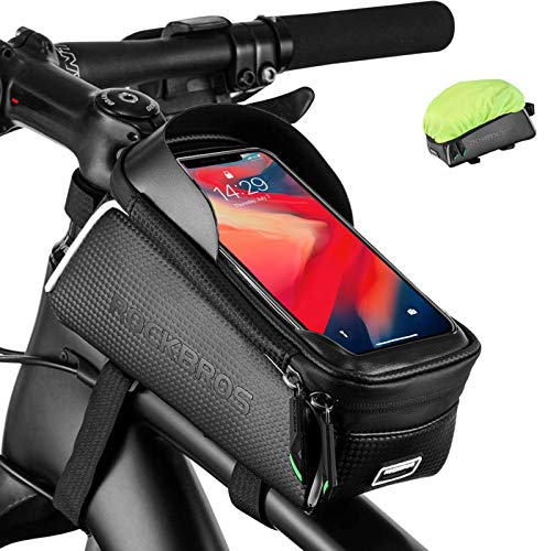ROCKBROS Rahmentasche Fahrrad, wasserdichte Lenkertasche Fahrradtasche Touchscreen für Smartphones bis zu 6.5 Zoll