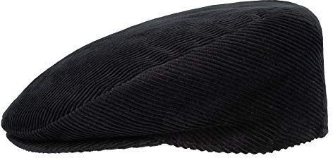 HatBee Cord Flatcap in 100% Baumwolle I Made in Italy I Crushable Damen & Herren Schiebermütze mit Futter I Der Klassiker unter den Schirmmützen Schwarz 56