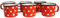 Surtido de 6 Tazas de Metal esmaltado - Rojas con Puntos - 500 ml