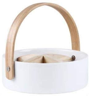 XINRUI Plato de cerámica portátil para frutas, ensaladera, aperitivos, platos de fruta seca (pequeño)