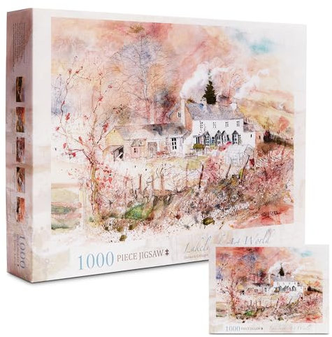 Lakeland Art World 1000 Piece Jigsaw Puzzles for Adults, Lake District, Skelwith Cottages & Lakes, Featuring Beautiful Watercolor Artwork, Measuring 68.5 x 49cm, for a Stunning Landscape Experience