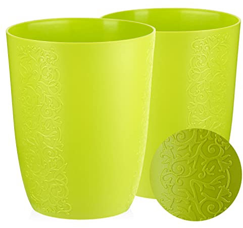 Tymar Blumentopf, 2er-Pack, Orchideentopf, Blumenkübel für Orchidee, Pflanzentopf aus Kunststoff, Moderne, schlanke, Runde Form (Grün, ø 16 cm)
