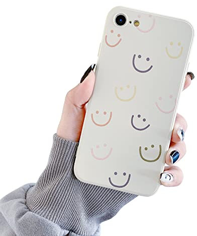 HJWKJUS Compatible with iPhone 7/8/SE 2020/SE 2022 Case,Cute Funny Smiley Smile Face Pattern Slim Thin Soft TPU Shockproof Silicone Protective Cover for iPhone 7/8/SE 2020