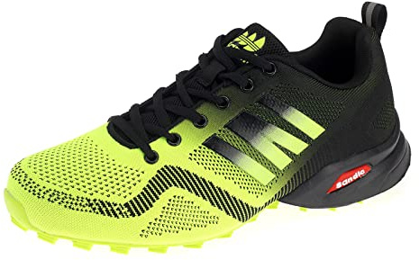 Dvina Hochwertige Sneaker Sportschuhe in Neon-Farbe - Perfekt für Lauf- und Trekking-Abenteuer sowie Freizeitaktivitäten - Bequeme Schnürschuhe mit Runners-Design Halt SD2053 Neon Grün Schwarz EU 44