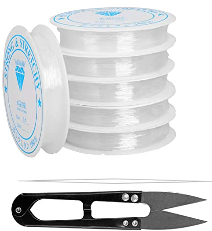 6 Spule 0.8mm Elastisch Schmuckfaden Gummifaden Transparent Faden für Perlenschmuck Armbänder Basteln Herstellung von Schmuck verwendet