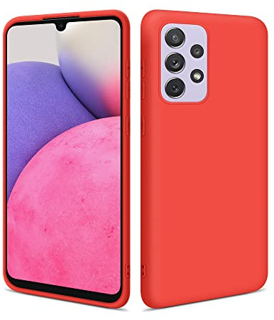 HSP Hülle für Samsung Galaxy A33 5G, Silikon Handyhülle, Dünn Case, Rot | Kameraschutz, matt, passgenaue Aussparungen, erhöhte Ränder, Handy Schutzhülle, Silikonhülle, Phone Cover, Silicone