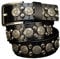 Metall Punk Rock Nietengürtel mit kreisförmiger Anordnung Niete 38 mm breit Lässiger Rindsleder Vintage Nieten Taillengürtel geeignet für Jeanshosen,Schwarz,115cm(38~40)