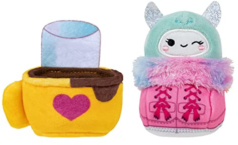 Squishville SQM0317 Snow Day Zubehör-Set, 5,1 cm Stiefel und Kakao-Plüschtiere für Kinder, Multi