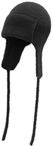 ZLYC Damen Winter Fliegermütze Trappermütze Strickmütze Beanie Warme Ski Mütze(Einfaches Schwarz)