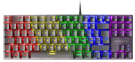 Mars Gaming MK80 Nero, Tastiera Gaming Meccanica TKL FRGB, Antighosting, Switch Meccanico Marrone, Lingua Italiano