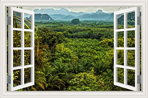 MUMUWUSG Vinyle Vert Plantes Arbres Paysages Stickers Mural 3D - Autocollant Mural - Stickers Muraux Cuisine - Décoration Murale Trompe L'Œil Salon - 3D Autocollants Muraux 30X20Cm