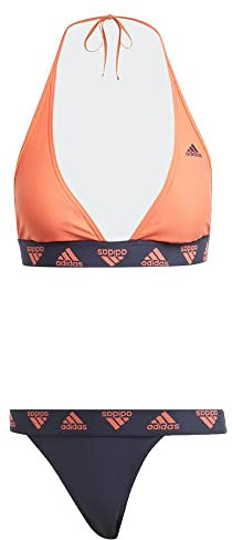 adidas Damen Halterneck Bikini, Coral Fusion/Shadow Navy, XS