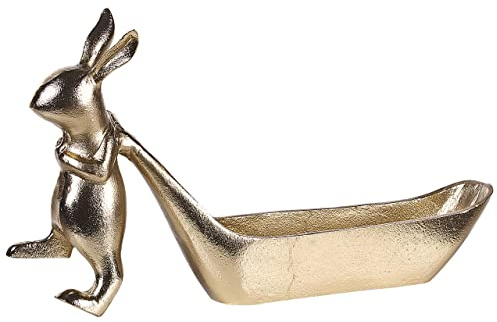 Beliani Dekoschale Aluminium Osterhase gold 39 cm Tischdekoration Progo