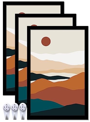 ijuerybai Bilderrahmen, 27,9 x 43,2 cm, hochtransparenter Rahmen für 28,9 x 43,2 cm, Schwarz, 27,9 x 43,2 cm, 3 Stück