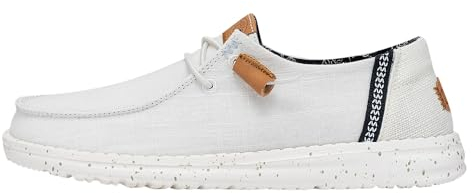 HEYDUDE Wendy Washed Canvas Damen - Slip on Flache Schuhe - Mokassin Stil, White, 38