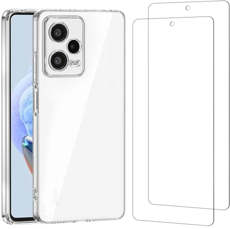 NEW'C für Xiaomi Redmi Note 12 Pro+ 5G Hülle Case + 2X Panzerglas | Hülle Transparent + 2x Displayschutz, 6,67 Zoll, Handyhülle, Stoßfest, Kratzfest, Dünn, Erhöhte Ränder, Anti-Fingerabdruck