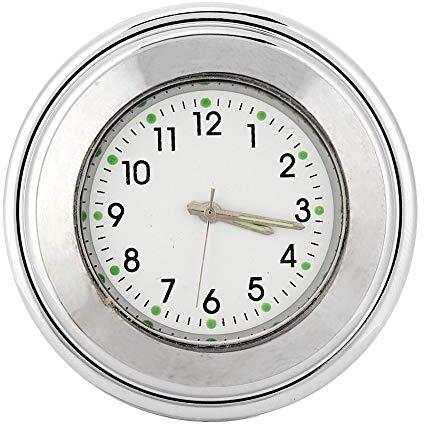 Motorraduhr, 22–25 Mm Universal-Motorrad-Lenkeruhr, Metallhalterung, Handgriff, Zifferblattuhr (Silber)