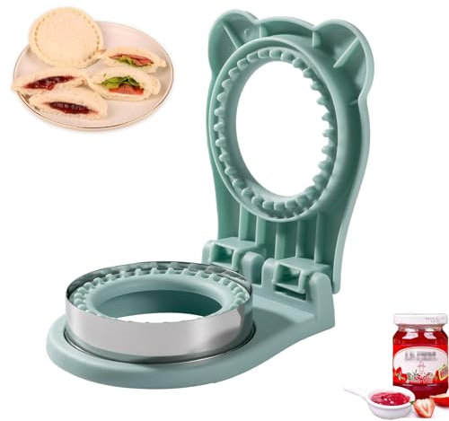 CHICHAUS Uncrustable Sandwich Maker, Sandwich Pocket Circle Shape Cutter & Sealer for Kids Breakfast and Lunchboxes, Light Blue, 3.7Inch