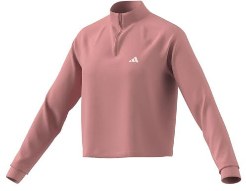 adidas Damen Train Essentials Minimal Branding 1/4-Zip Cover Up, semi pink Spark, M
