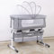 XDAILUYYDS Beistellbett Baby, Verstellbar Stubenwagen Babybett, Mobiles Kinderbett, Beistellbett mit Moskitonetz+Räder, Tragbares Bett für Säuglinge/Neugeborene (92 * 58 * 70-90cm/grau weiß)