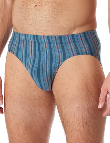 Schiesser Herren Unterwäsche Minislip für Männer Weich und Bequem Ohne Gummibund Bio Baumwolle-Cotton Casual Slip, Blau-Mel_182304, 4XL
