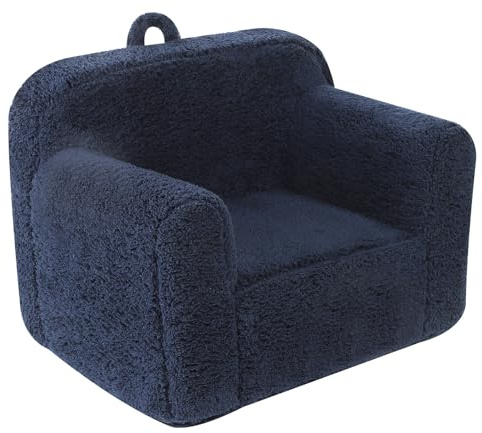 MOMCAYWEX Kids Snuggly-Soft Sherpa Chair, Cuddly Toddler Foam Chair for Boys and Girls, Dark Blue