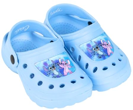 Disney Stitch Clogs für Mädchen, Leichte Sommersandalen im Stitch und Angel Design, Kindergeschenk, Größe EU 28/29 | Blau
