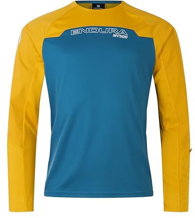 Endura Mens MT500 Mountain Cycling Jersey Burner Long Sleeve Blue Steel, Large