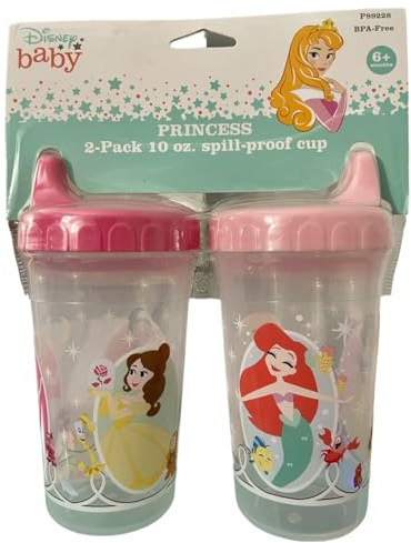 Disney Lot de 2 Gobelets Plastique pour Bébé Garçon | Gobelet Princesse de 283,5 g | Bouteille d'Eau de Voyage Anti-Fuite Durable Rouge et Jaune pour les Tout-Petits Filles et Bébés