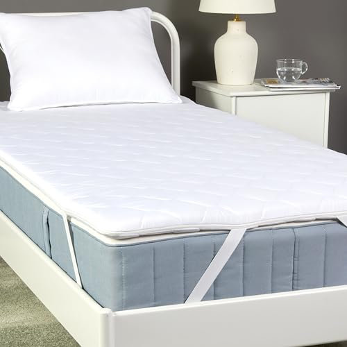 Amazon Basics Matratzentopper Komfortschaum 120 x 200 x 6 cm, Topper mit Waschbarem Bezug, Weiß