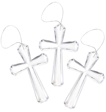TEHAUX 3 Stück Transparente Kreuz Ostern Hängedekorationen Kreuzdekorationen Osterbaum Hängekreuz Dekorationen Klare Hängende Verzierung Dekorative Ostern Requisiten Osterzubehör