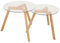SVITA Elara 2er Set Beistelltische Glastisch Nachttisch Holztisch Satztisch Wohnzimmertisch Beistelltisch-Set Holzbeine Modern Natur