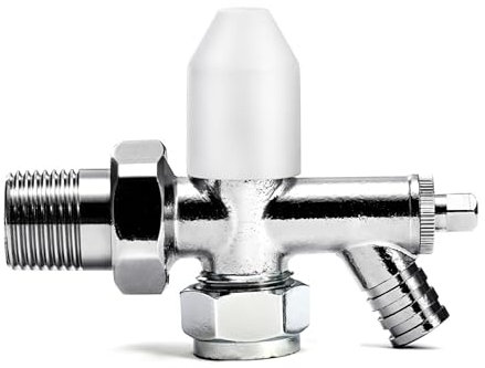 Plumb Bliss Angled Radiator Lockshield Valve with Drain Off (15mm x 1/2) (1)