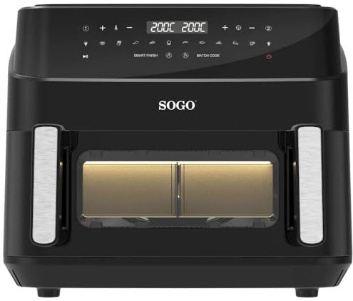 Sogo FRE-SS-10895 fryer Double 10.5 L Stand-alone 2600 W Freidora de aire caliente Negro