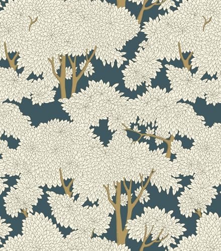 Peel and Stick Wallpaper Tree Wallpaper Peel and Stick Forest Mural Wallpaper Jungle Wallpaper Waterproof Vinyl Wallpaper for Bathroom Bedroom Wallpaper (Dark, 17.7 x39.37FT)