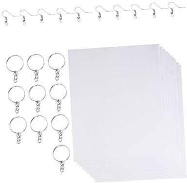 PLAFOPE 20blätter Wärme Shrinkable Film Translucent Schrumpfpapier Mit Ear Hooks Und Schlüsselringen Für Kreative Schmuckherstellung Und Bastelprojekte