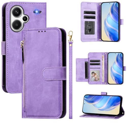 Rfvzubemok Compatible con Redmi Note 13 Pro Plus 5G Funda,Compatible con Redmi Note 13 Pro Plus 5G Tarjetero Billetera Flip Cierre Magnético Soporte Purple