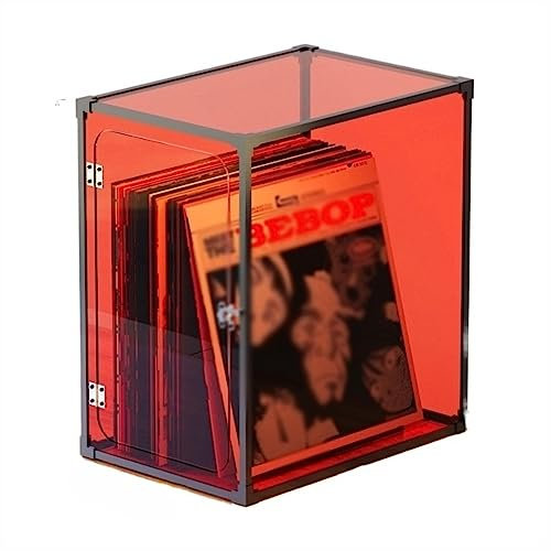 sjdoPulse Record Storage Shelf/Holder CD Storage Box Retro CD Case Organizer for Media Shelf Storage and Organization,Wood Open Storage Bin for CD DVD Cases DVD/CD Rack,Red