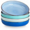vancasso Pasta Bowls Set of 4, 46 oz Ceramic Salad Serving Bowls and Soup Bowls, Microwave Safe Pasta Plates, Large Shallow Kitchen Dishes, Bonita Series - Blue
