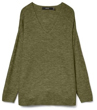 VERO MODA Vmcrewlefile Ls V-Neck Blouse Noos, Capulet Olive, S