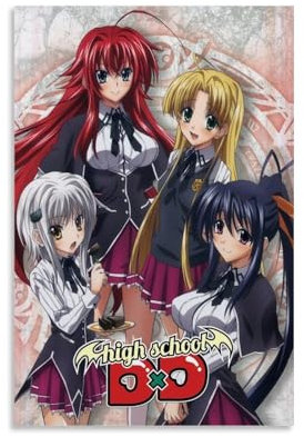 Anime High School Dxd Characters Fan Art Group Picture Poster Dekorative Malerei Leinwand Wandkunst Wohnzimmer Poster Schlafzimmer Malerei 08x12inch(20x30cm)