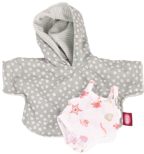 Götz 3403604 Badeset Kuschelig Puppenbekleidung Gr. S 30-33/XM 36 cm 2-TLG | Bekleidungs- und Zubehörset für Babypuppen und Stehpuppen, Badeanzug und Badecape mit Frottee, für Kinder ab 3 Jahren
