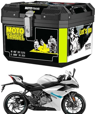 Wezalget Scatola superiore per moto, scatola superiore per bagagliaio posteriore, impermeabile, 45 litri di capacità, contenitore per bagagliaio antipolvere per motociclette