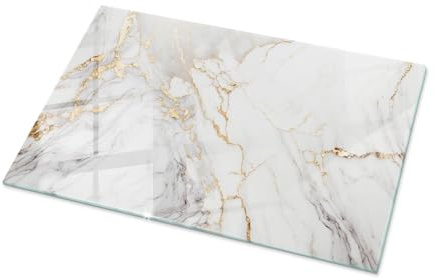 Tulup Tischplatte Rechteckige 100x70 cm für Küche und Esszimmer Auswechselbare Platte Tafelglas Geschliffene Kanten Dekoration Gehärtetes Glas Modernes Design - Motiv Eleganter Marmor mit Adern