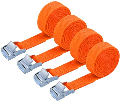 URAQT Cinchas de Amarre, 4 Pcs 300 CM 250kg Cinchas Hebilla,Cinchas de Amarre Rapido Cinchas ​para Baca Coche, Portabicicletas, Surf, Bici, Kayak, Moto Resistente Correa de Amarre, Naranja