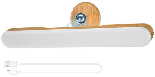 LED schminktisch beleuchtung, Dimmbar Vanity Mirror Licht für Schminktisch Lampe, 4000mAH Wiederaufladbar Spiegel Beleuchtung Ohne Kabel, Tragbare Abnehmbare 360°Drehung Spiegellampe Badezimmer（Eiche）