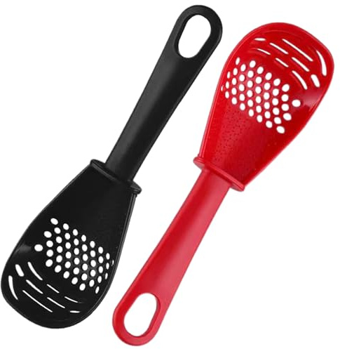 2 cucchiai da cucina multifunzionali: schiumarola e colino per zuppa con fessura in plastica PP con foro per appendere