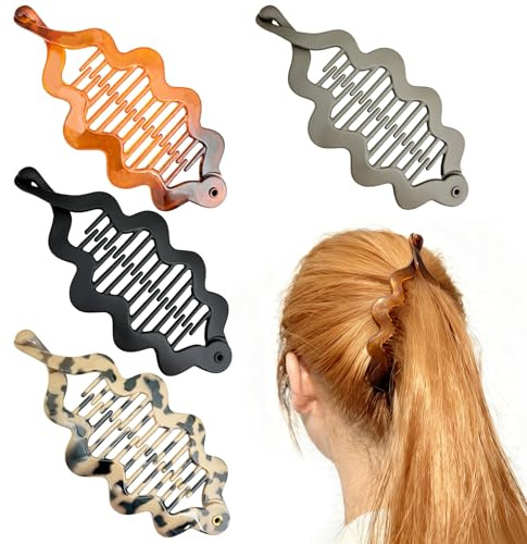 4 Pcs Banana Clip, Pinzas para el Cabello de Plátano, Peines Grandes Vintage de Plátano, Clip de Cola de Caballo, Peine de Cola de pez, Accesorios Pelo Mujer, Para Mujeres y Niñas