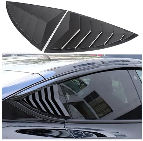Für Tesla Model Y Heckseitenfensterabdeckung Louver Sport Style, für Tesla | Model Y 2021–2025 Außendekoration Zubehör (Leuchtendes Schwarz)